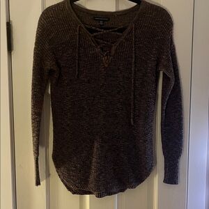 American Eagle Outfitters Dark Brown V-Neck Sweater